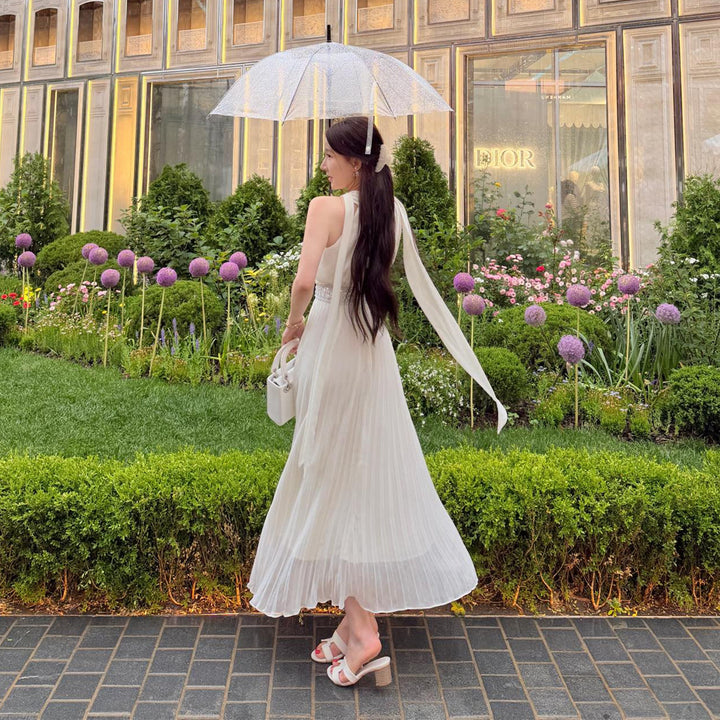 【dress】ウエストパール付きロングワンピース　N3671