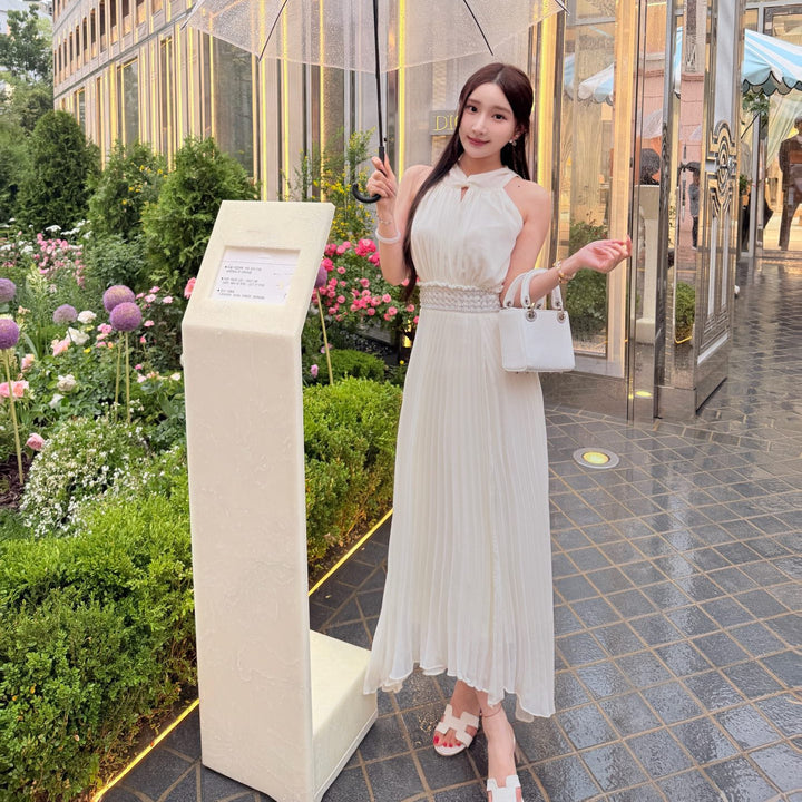 【dress】ウエストパール付きロングワンピース　N3671