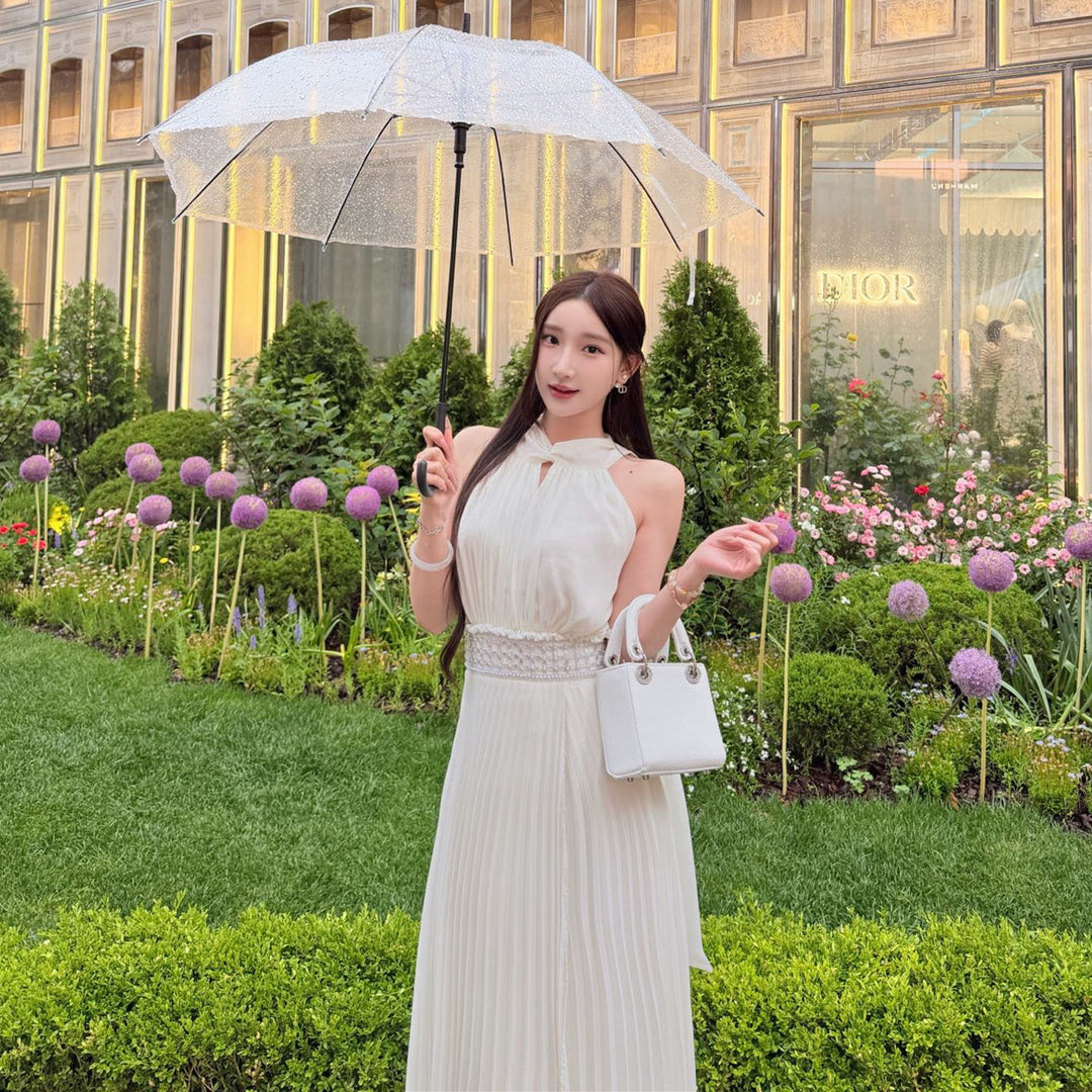 【dress】ウエストパール付きロングワンピース　N3671