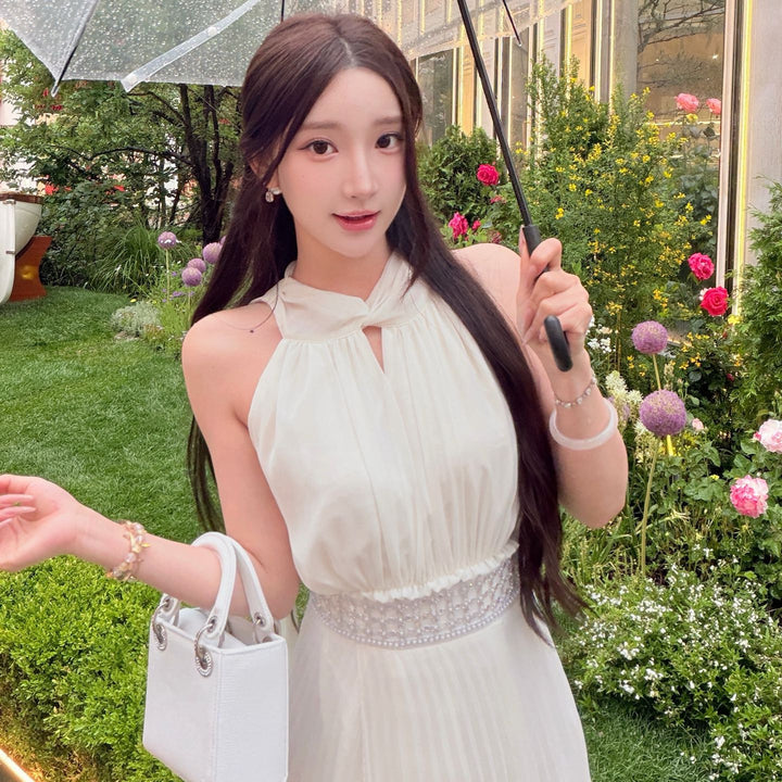 【dress】ウエストパール付きロングワンピース　N3671
