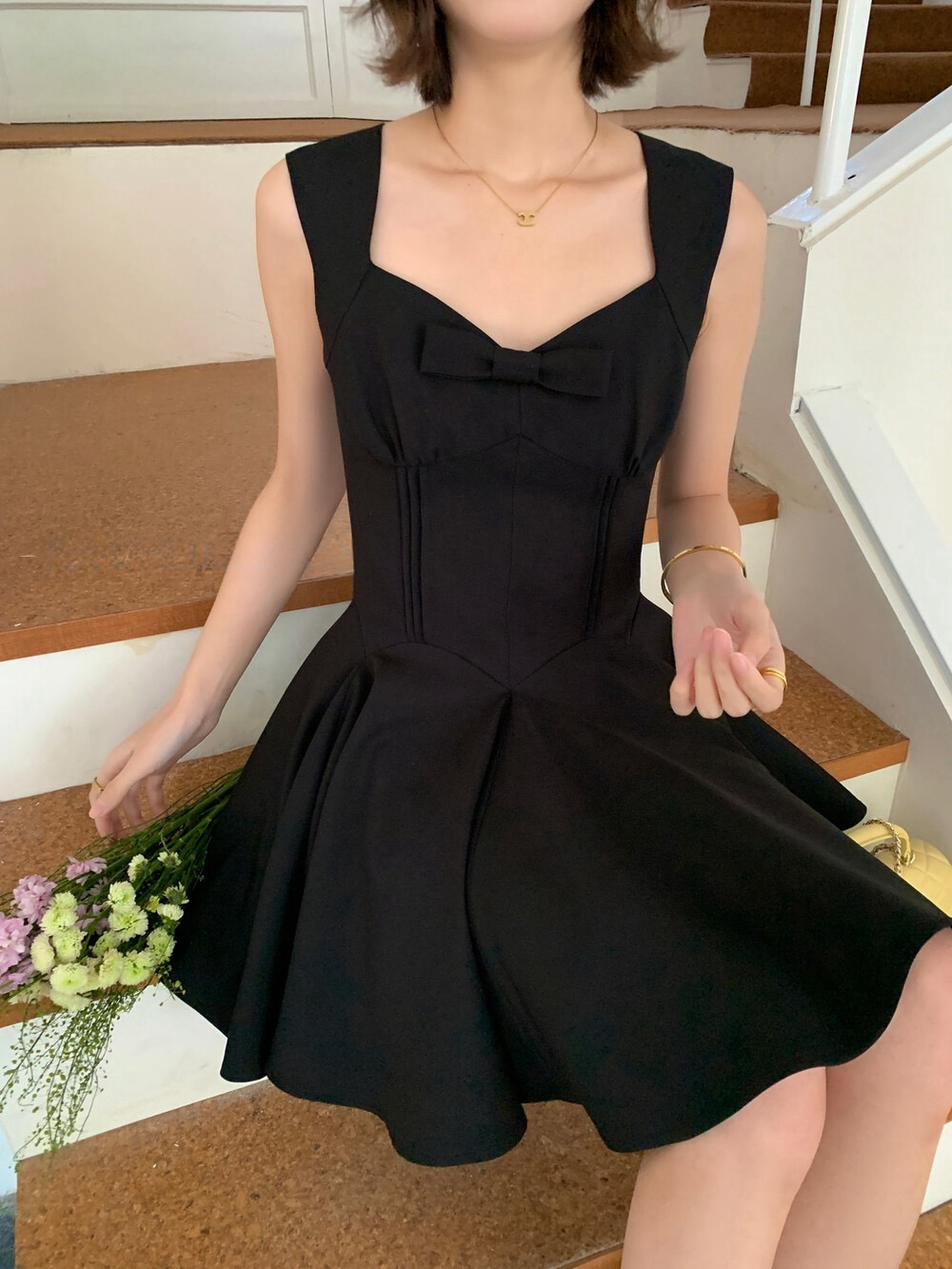 【dress】リボンミニワンピース　K0592