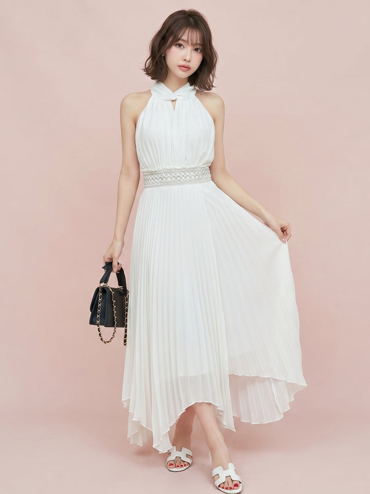 【dress】ウエストパール付きロングワンピース　N3671