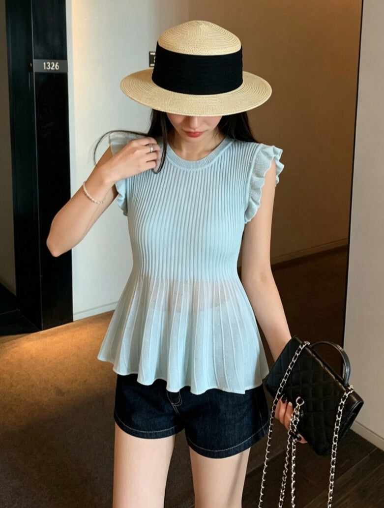 【tops】ペプラムシアートップス　K0595
