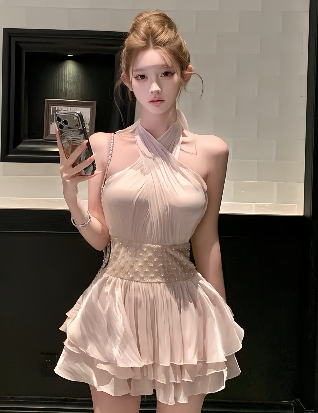 【dress】2WAYホルターネックミニワンピース　K0597