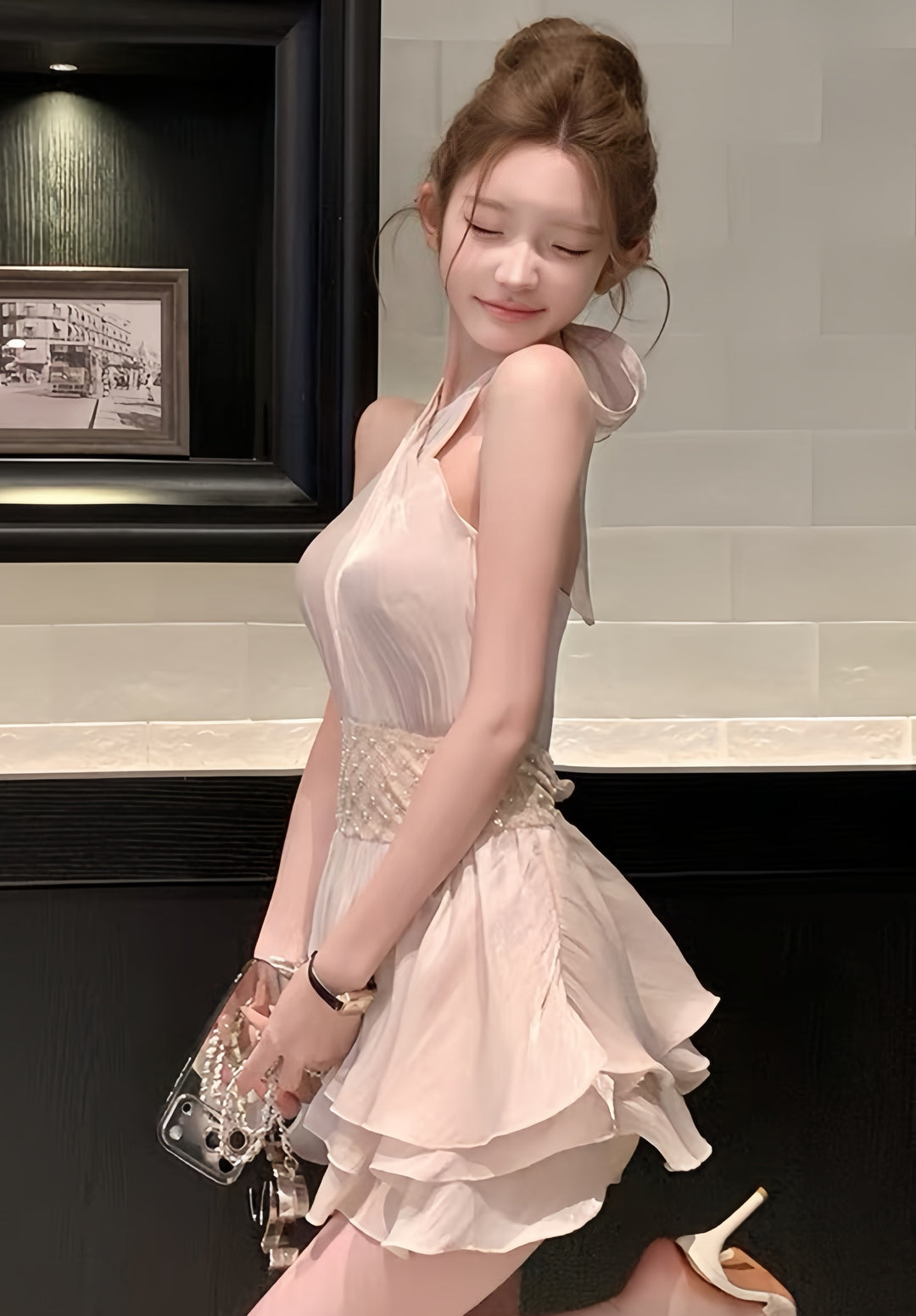 【dress】2WAYホルターネックミニワンピース　K0597