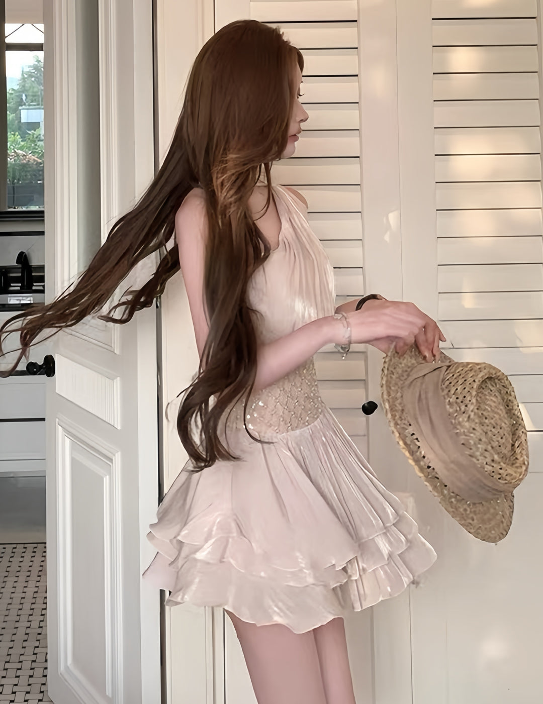 【dress】2WAYホルターネックミニワンピース　K0597