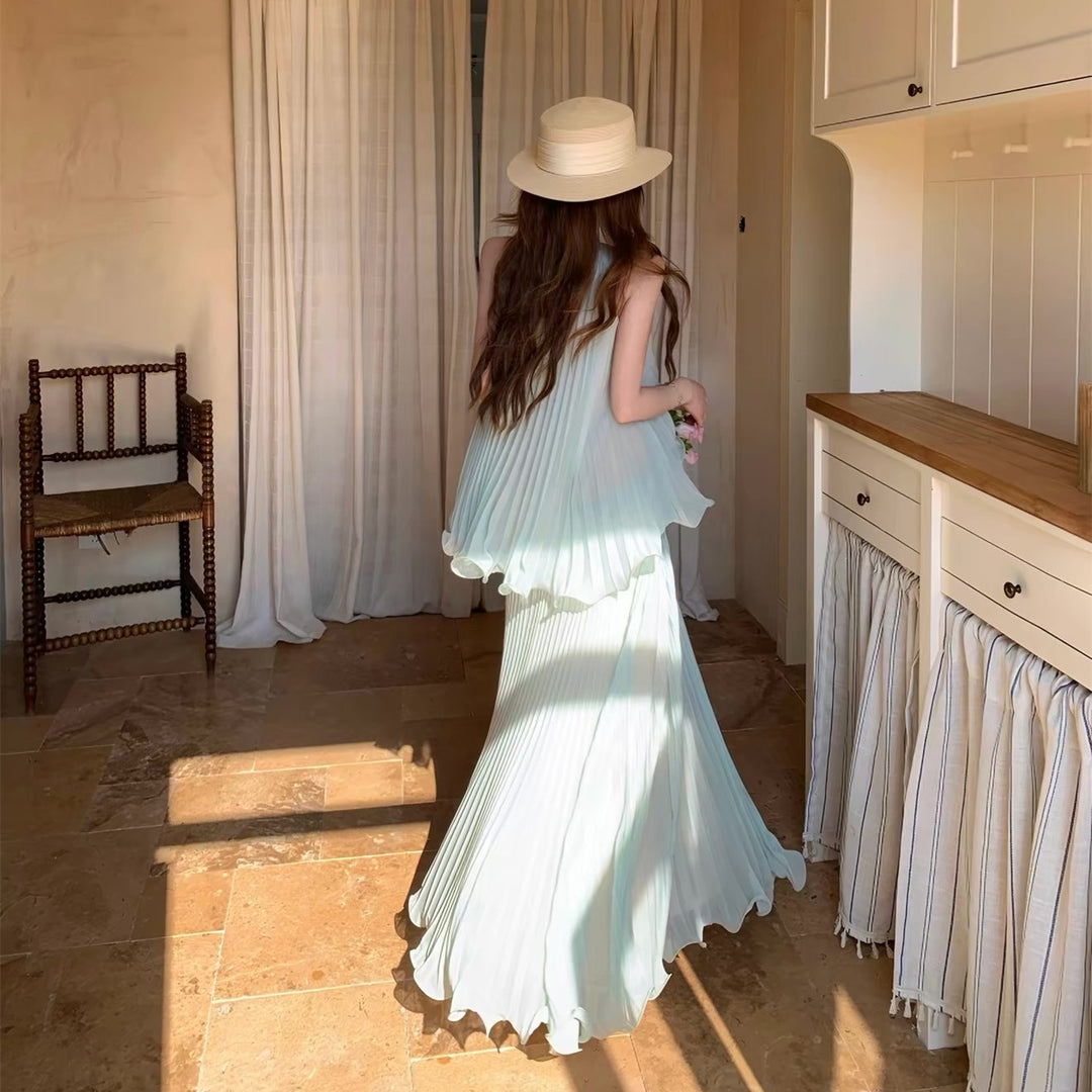 【dress】プリーツロングワンピース　N3675