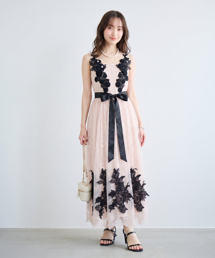 【dress】レースチュールロングワンピース＆ミニワンピース　N3638