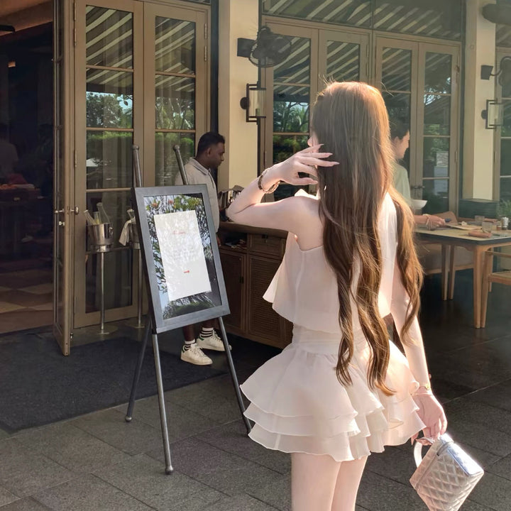 【dress】ボウタイホルターネックミニワンピース　N3676