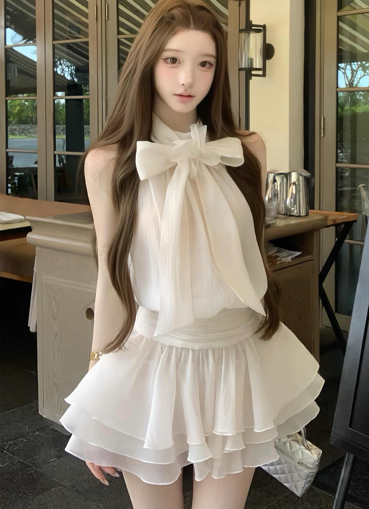 dress】ボウタイホルターネックミニワンピース N3676 – NANASTYLE