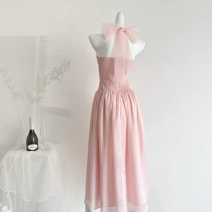 【dress】ウエストパールホルターネックロングワンピース　N3677