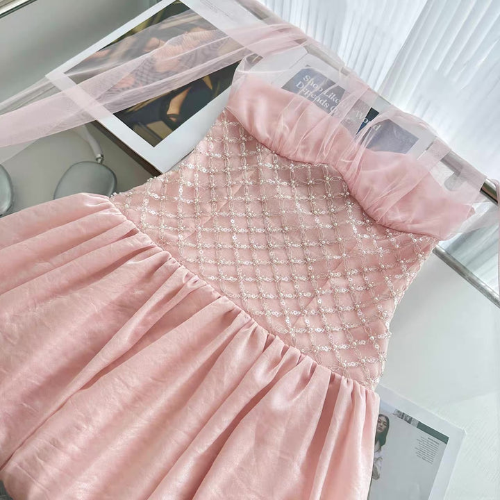 【dress】ウエストパールホルターネックロングワンピース　N3677