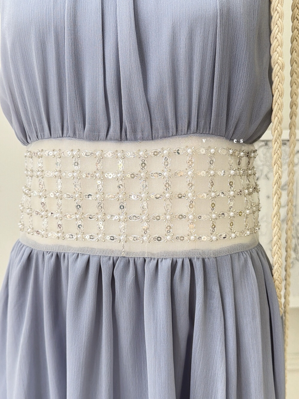 【dress】ウエストパールホルターネックロングワンピース　N3679