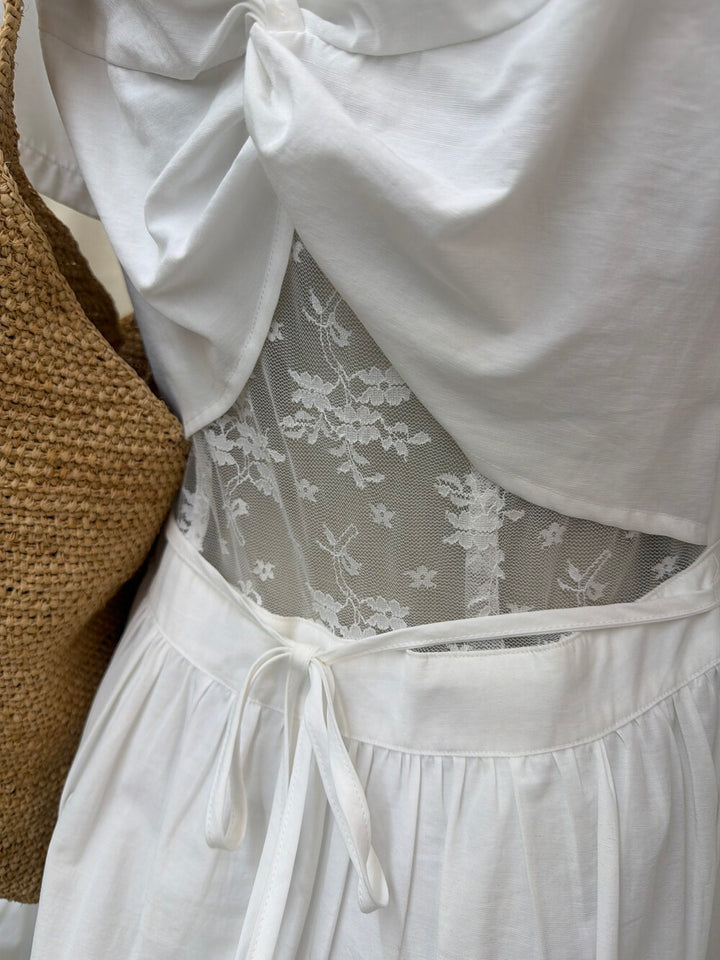 【dress】レースドッキングロングワンピース Q8649