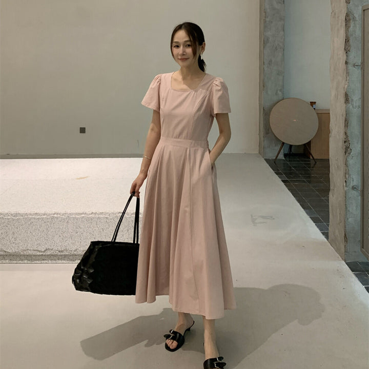 【dress】レースドッキングロングワンピース Q8649