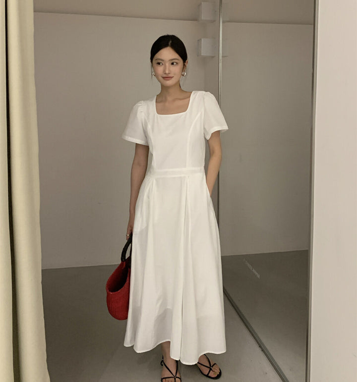 【dress】レースドッキングロングワンピース Q8649