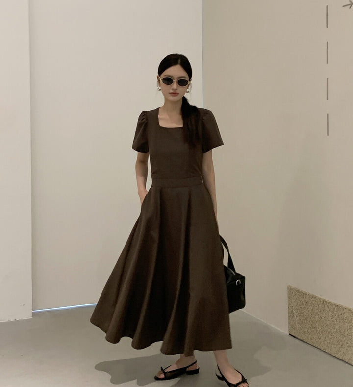【dress】レースドッキングロングワンピース Q8649