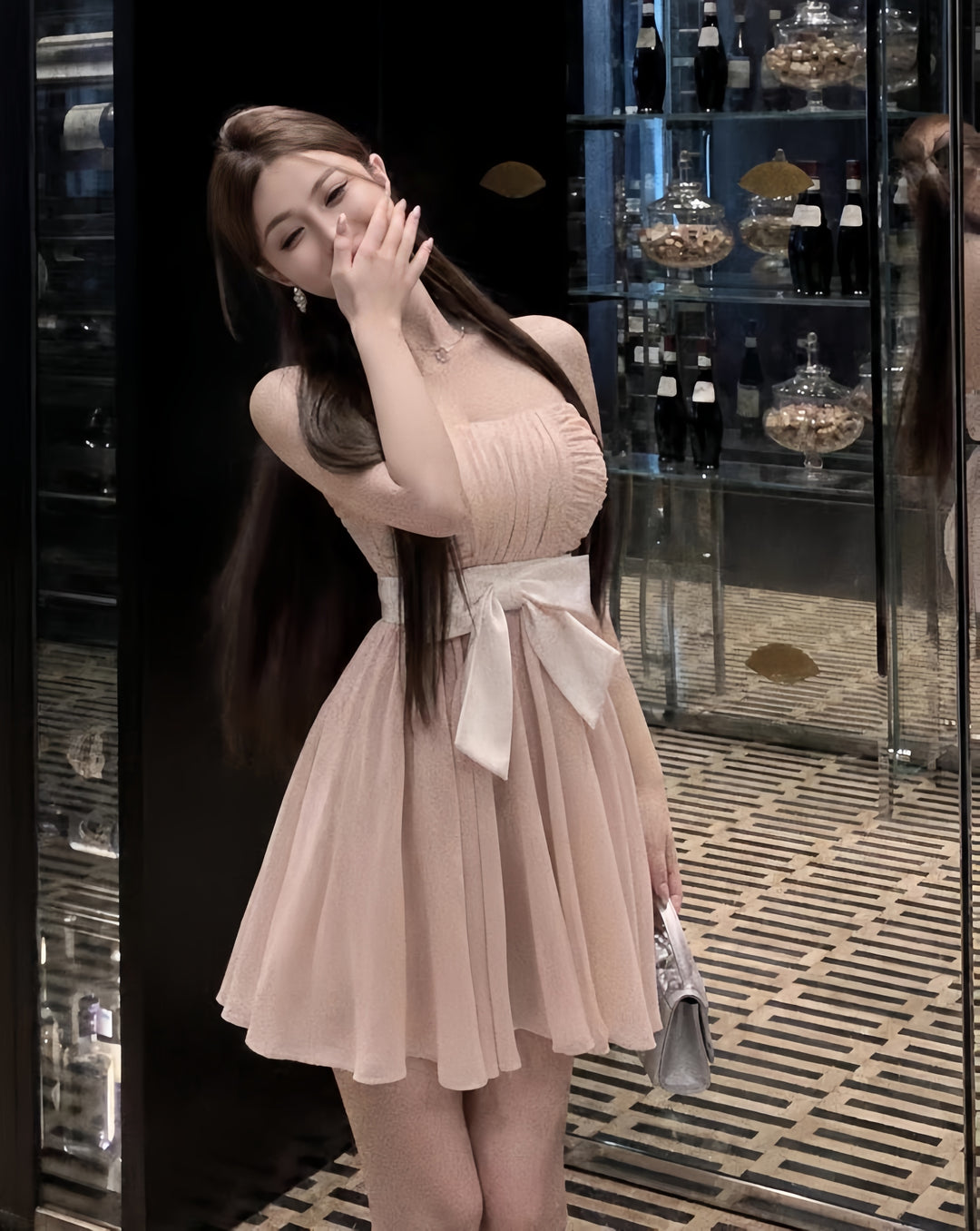 【dress】リボンベアトップミニワンピース　K0604