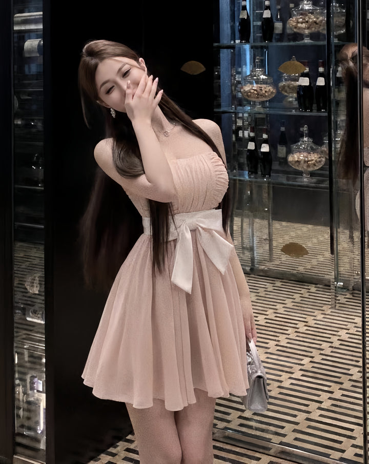 【dress】リボンベアトップミニワンピース　K0604