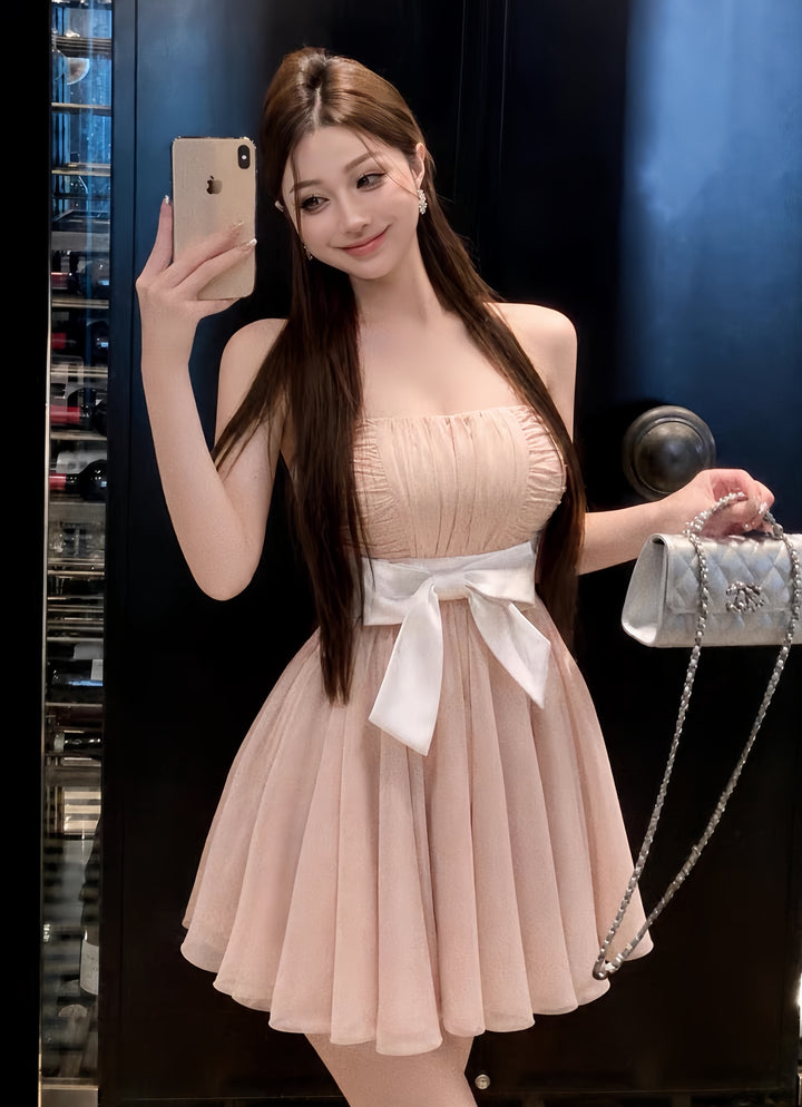 【dress】リボンベアトップミニワンピース　K0604