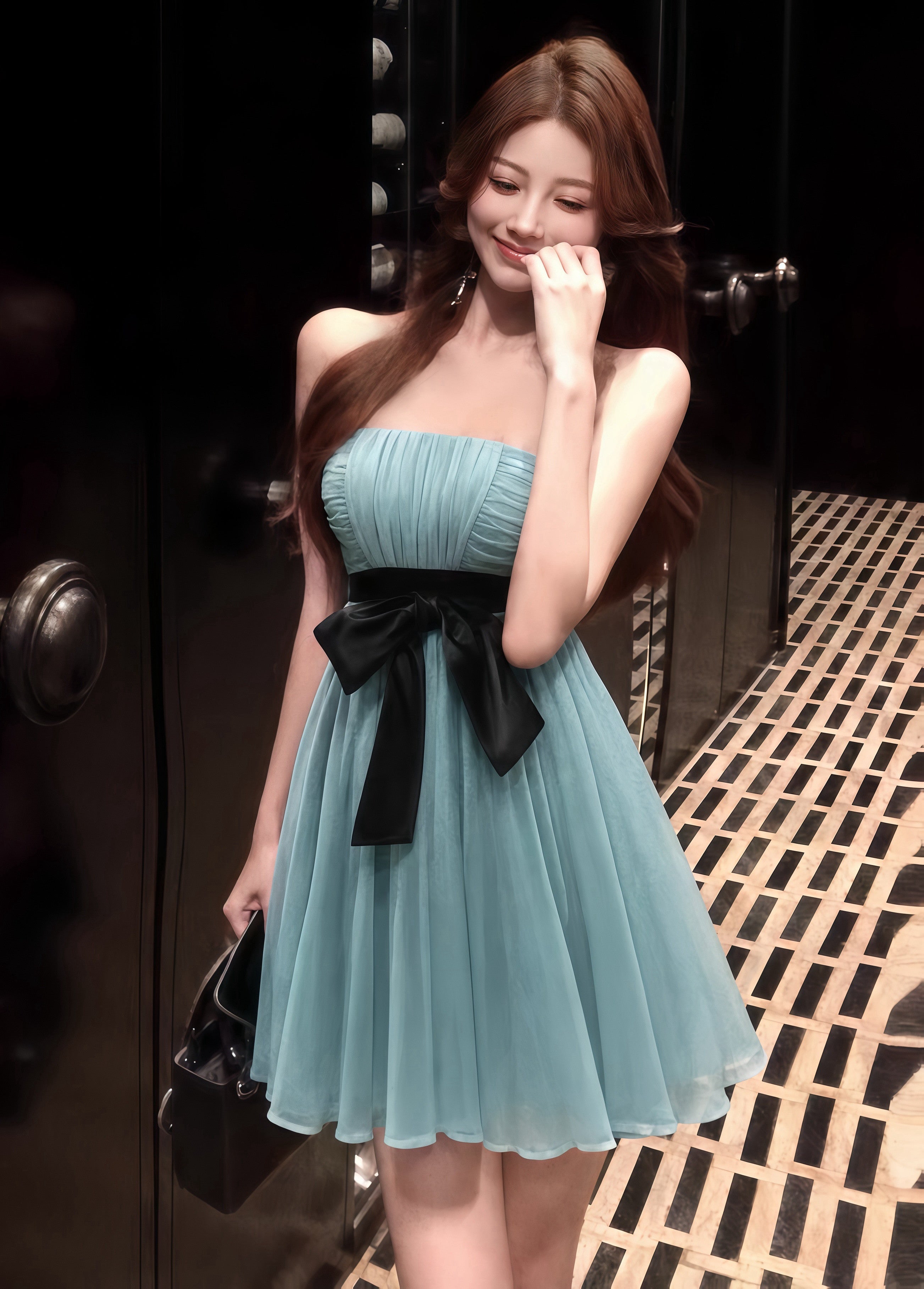 ワンピース Aine set mini dress dress】リボンベアトップミニワンピース K0604 – NANASTYLE