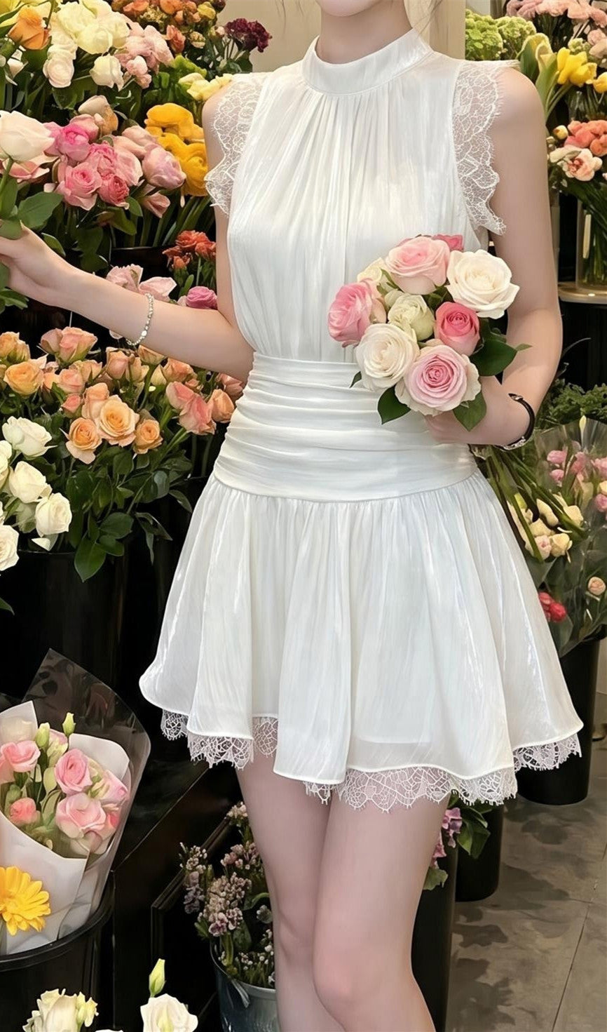 【set】レースドッキングトップス×フレアスカートセット   N3680
