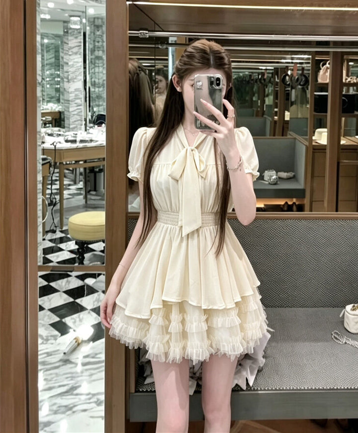 【set】リボントップス×ティアードチュールスカートセット   N3682