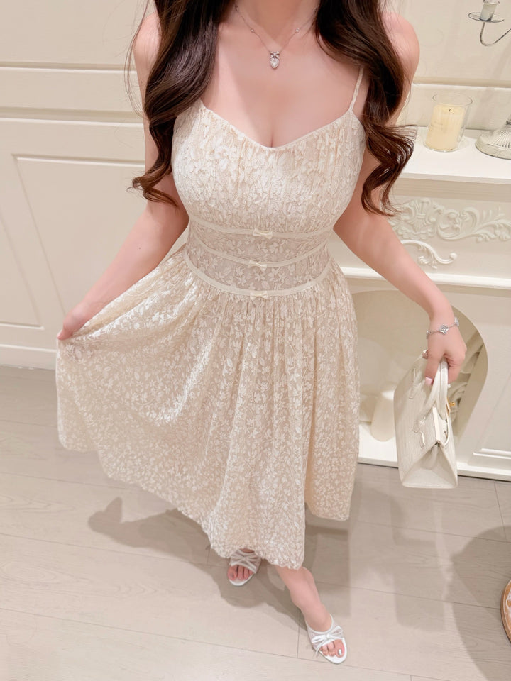 【dress】ウエストリボンレースワンピース　N3683