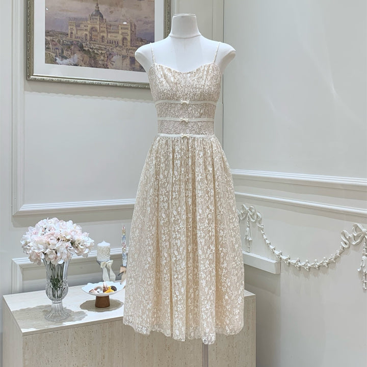 【dress】ウエストリボンレースワンピース　N3683