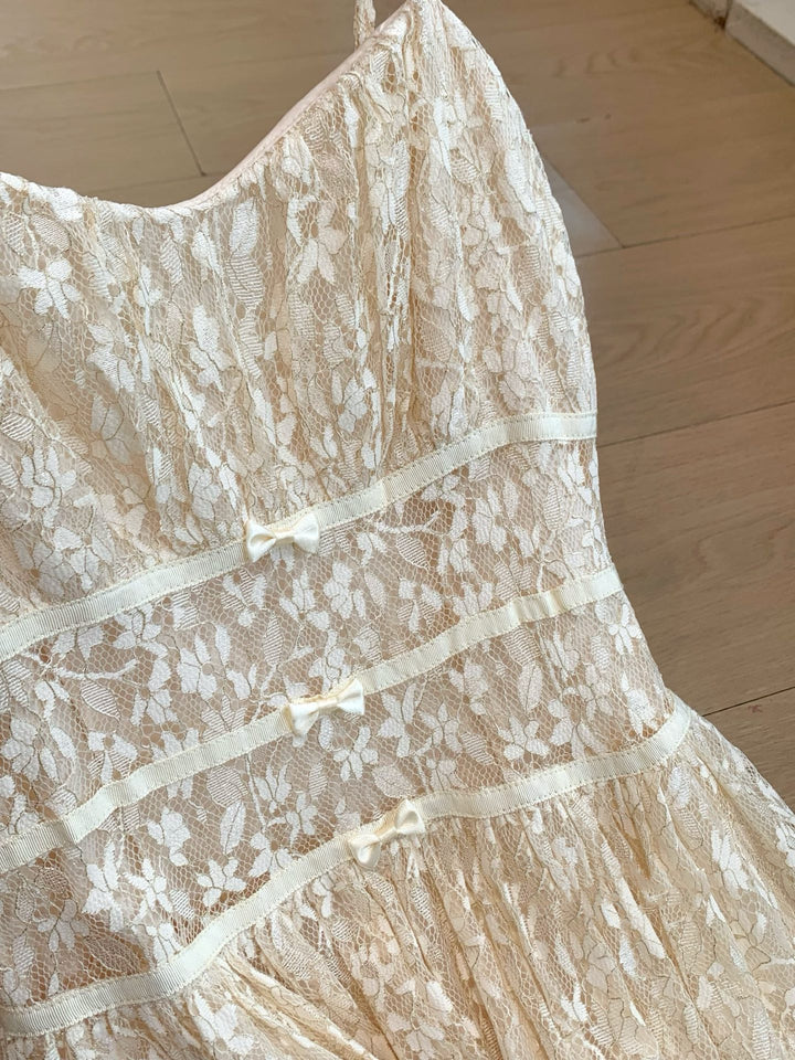 【dress】ウエストリボンレースワンピース　N3683