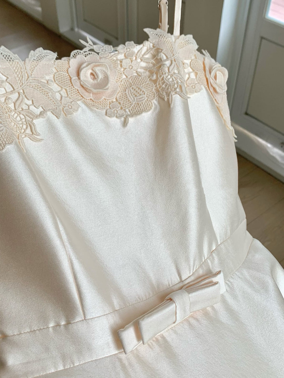 【dress】ウエストリボンレースドッキングキャミワンピース　N3684