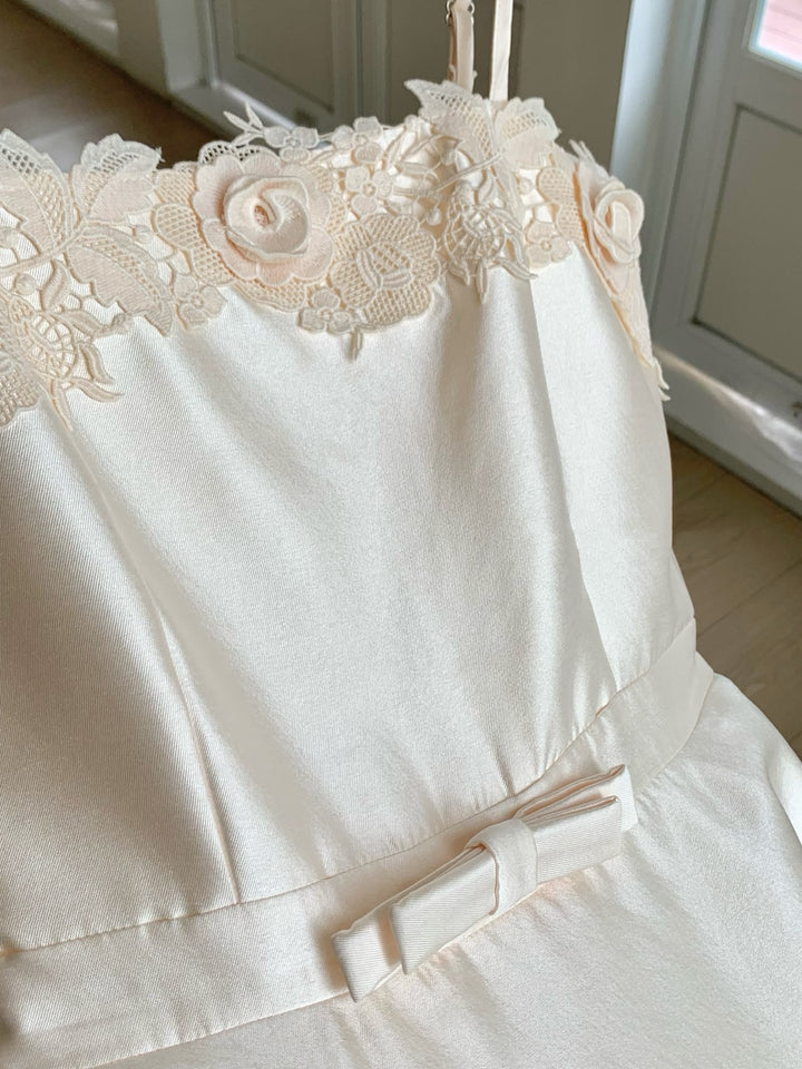 【dress】ウエストリボンレースドッキングキャミワンピース　N3684