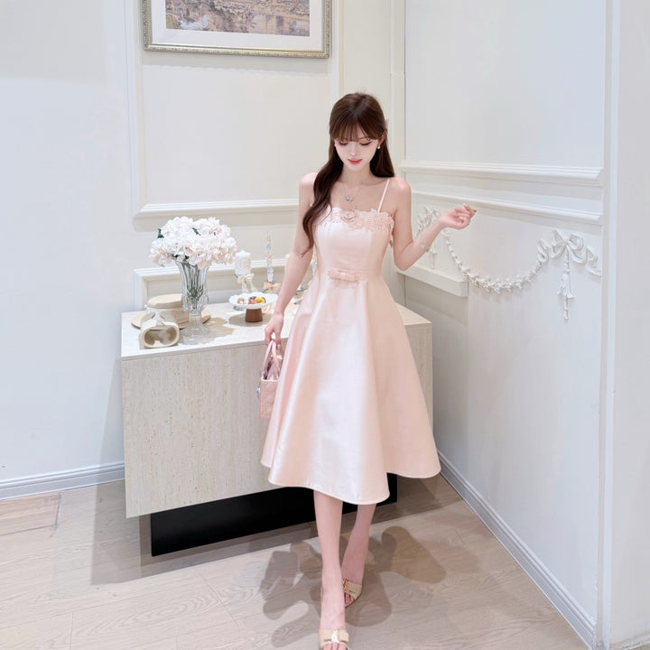 【dress】ウエストリボンレースドッキングキャミワンピース　N3684