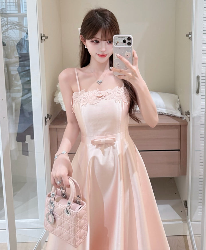 【dress】ウエストリボンレースドッキングキャミワンピース　N3684