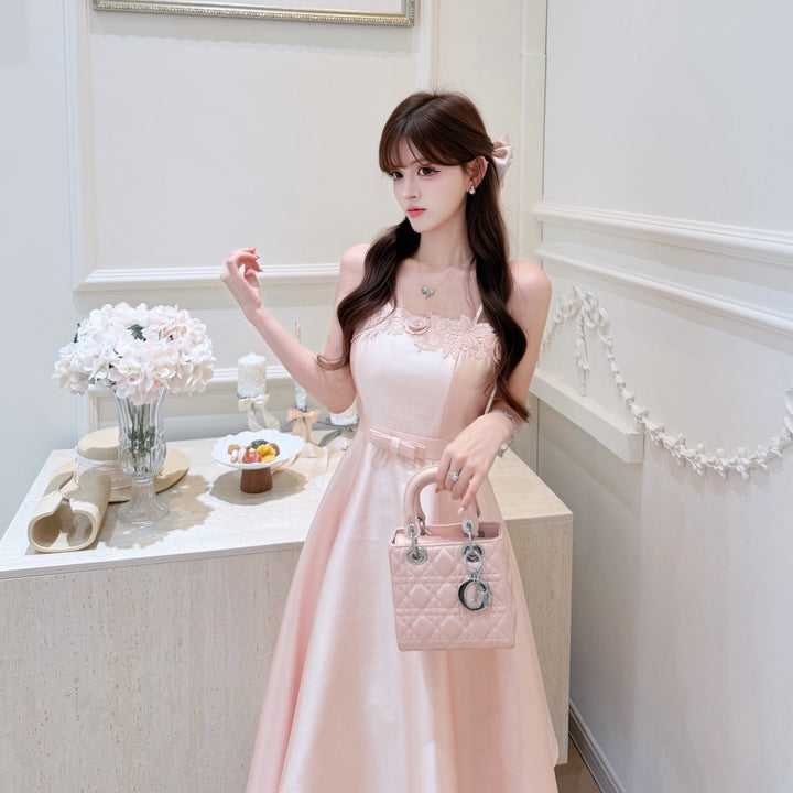 【dress】ウエストリボンレースドッキングキャミワンピース　N3684