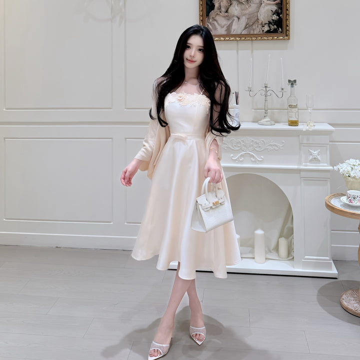 【dress】ウエストリボンレースドッキングキャミワンピース　N3684