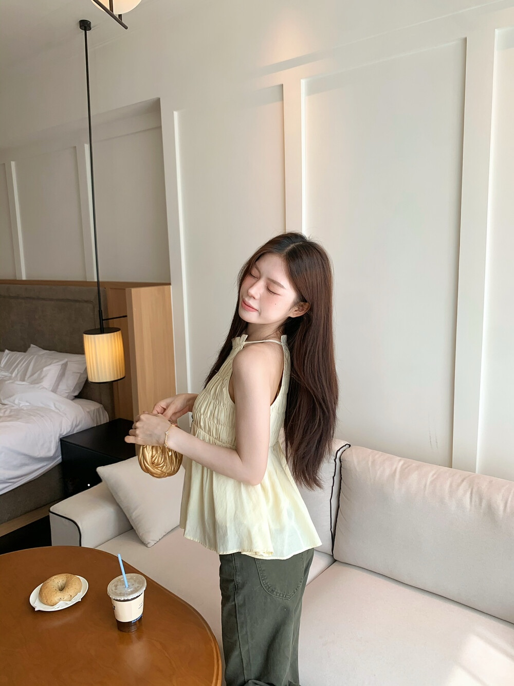 【tops】ホルターネックシャーリングトップス   N3688