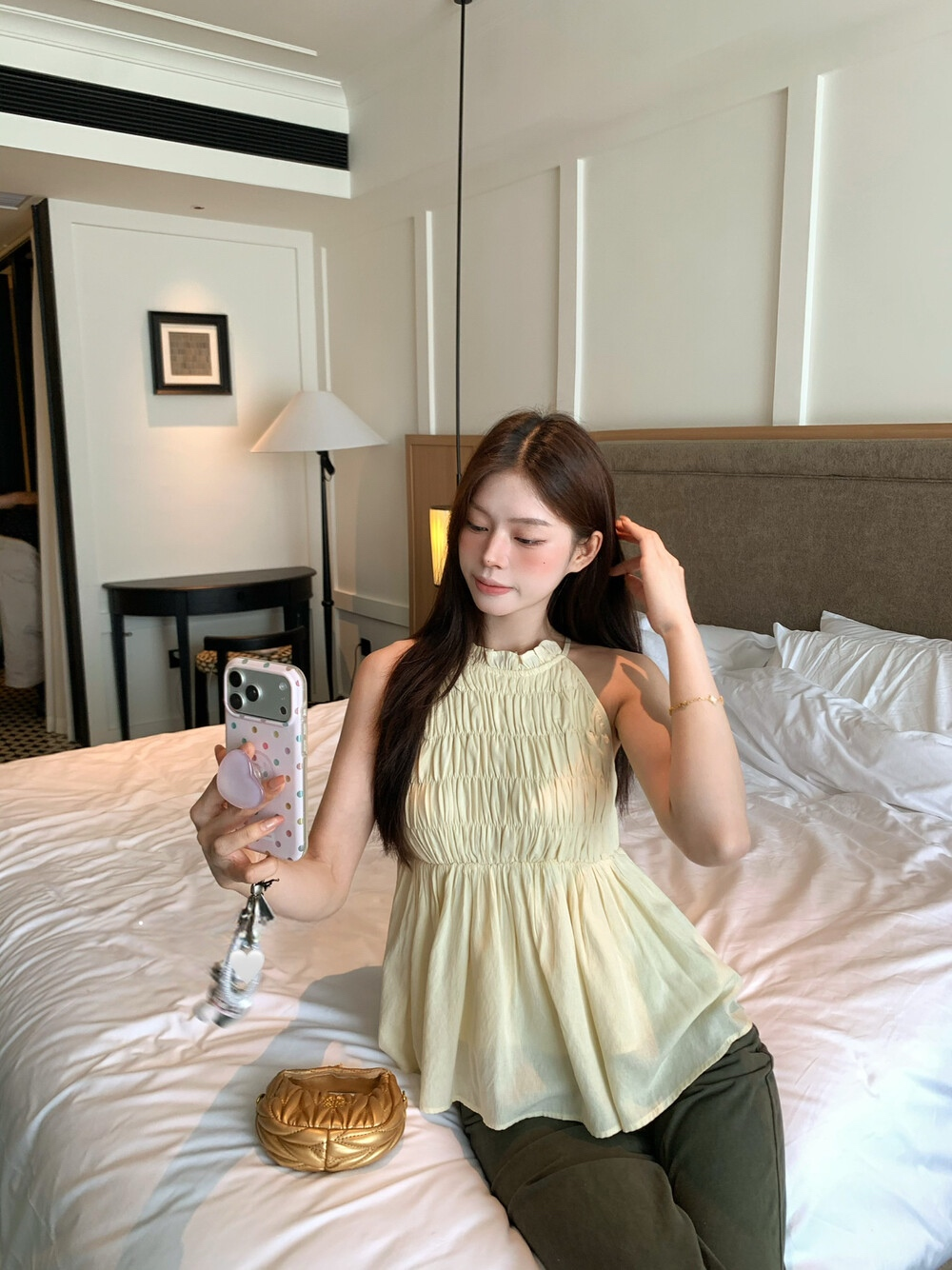【tops】ホルターネックシャーリングトップス   N3688