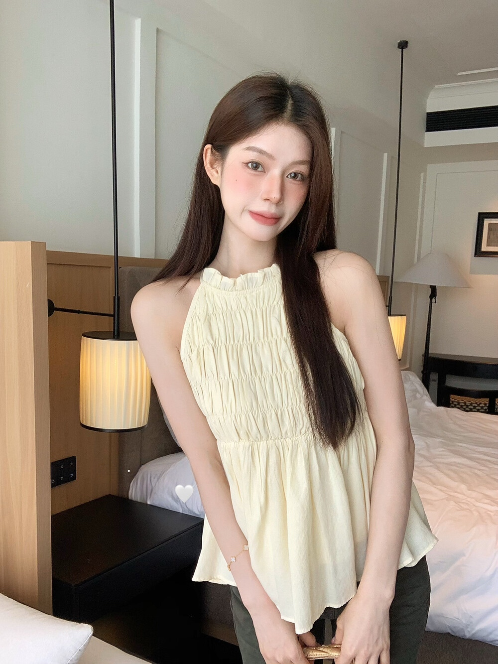 【tops】ホルターネックシャーリングトップス   N3688