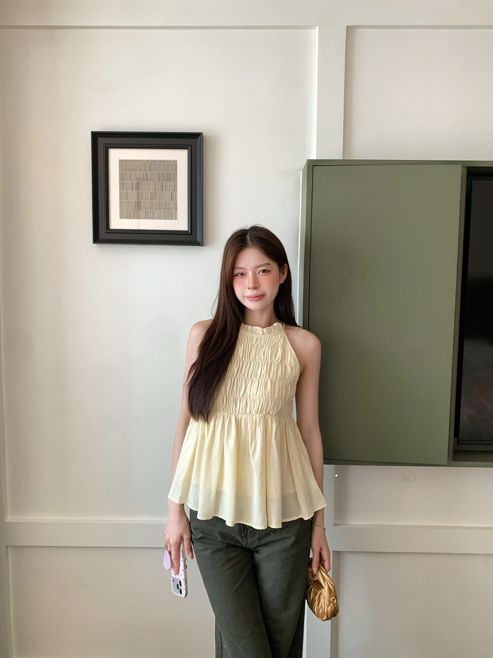 【tops】ホルターネックシャーリングトップス   N3688
