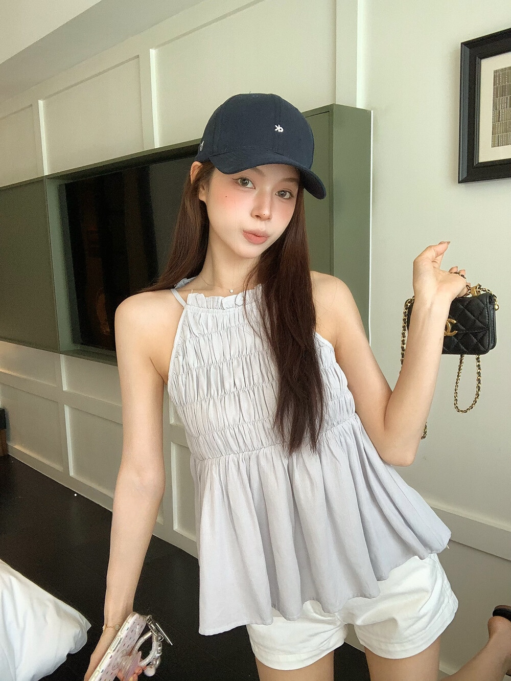 【tops】ホルターネックシャーリングトップス   N3688