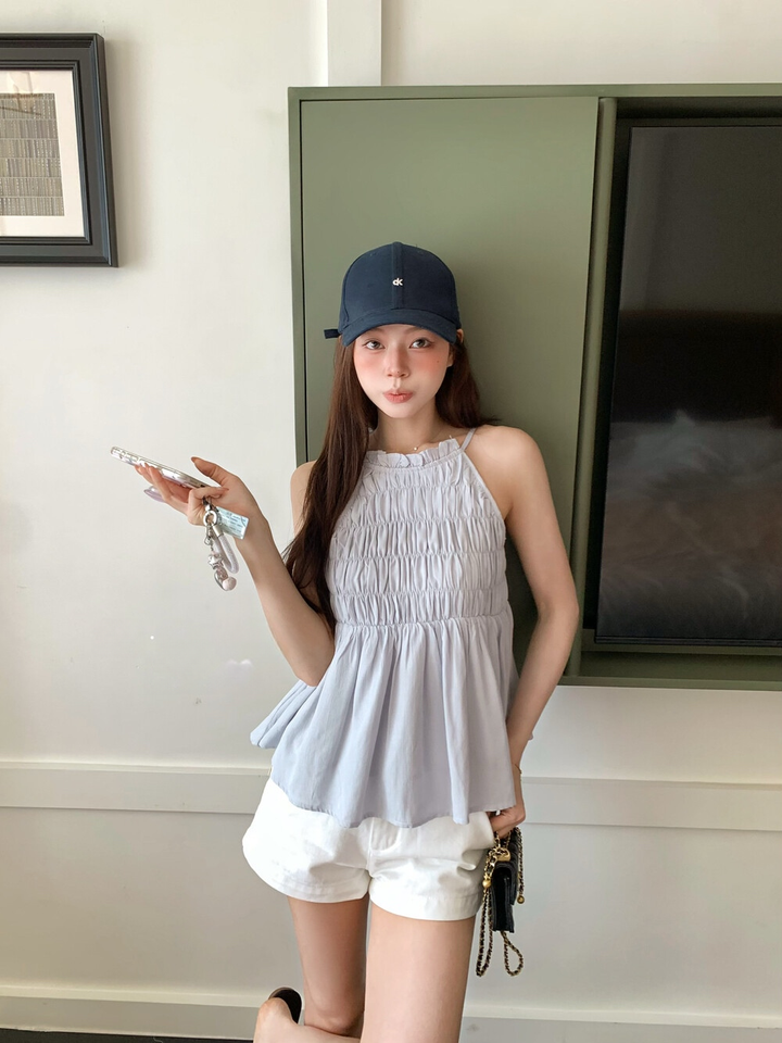 【tops】ホルターネックシャーリングトップス   N3688