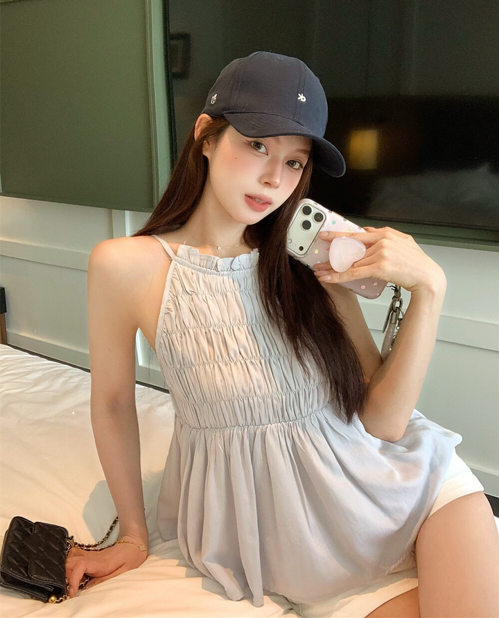 【tops】ホルターネックシャーリングトップス   N3688