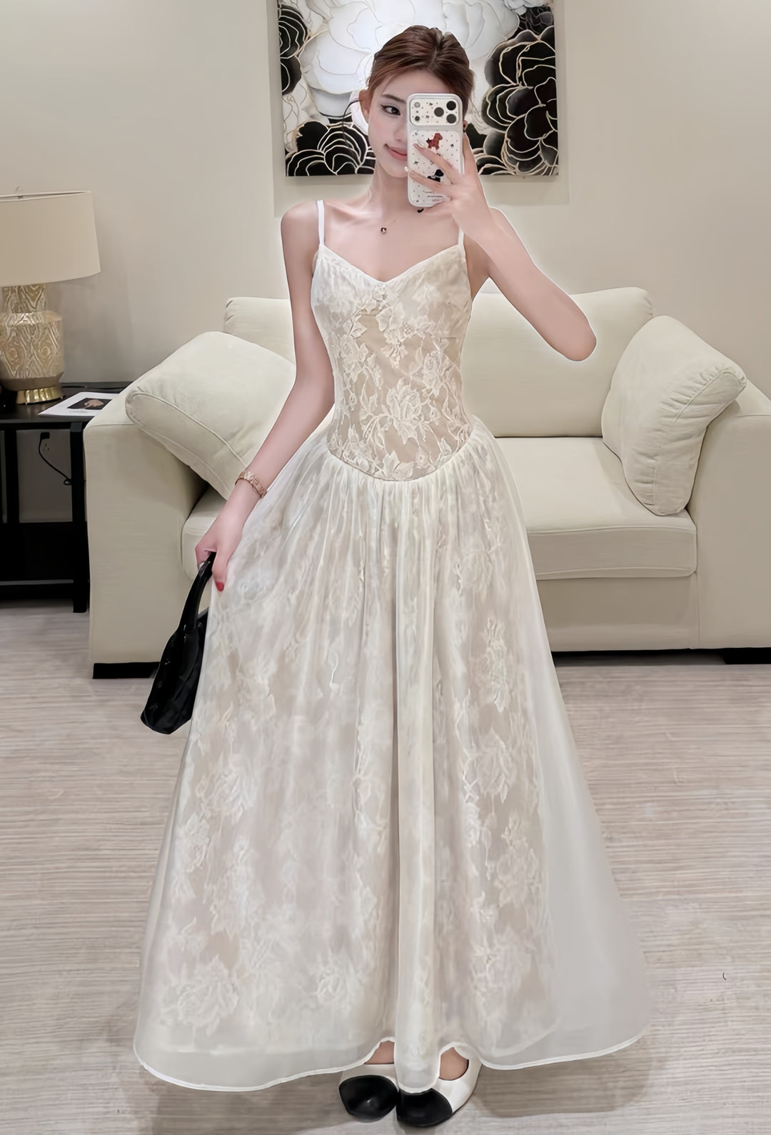 【dress】レースロングワンピース　K0606