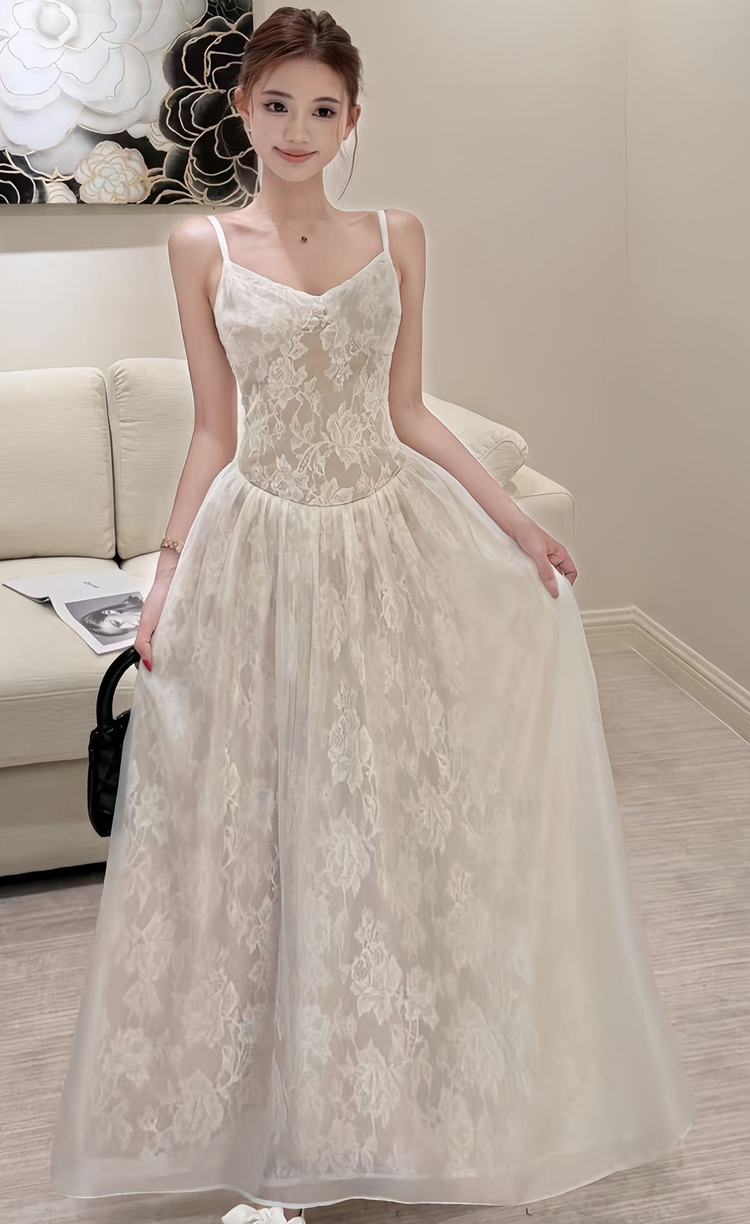 【dress】レースロングワンピース　K0606