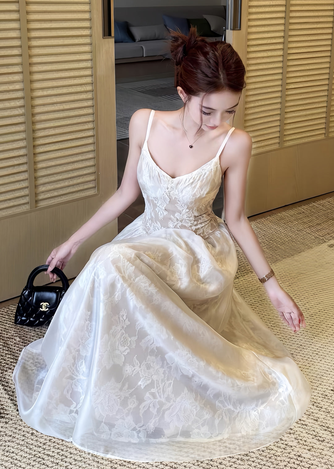 【dress】レースロングワンピース　K0606