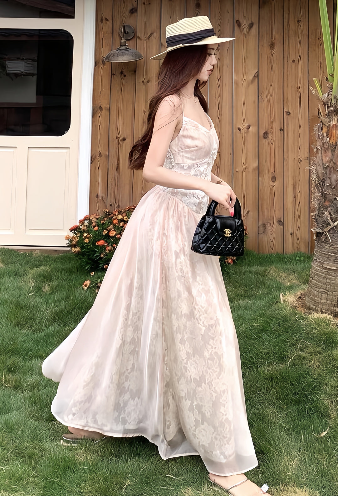 【dress】レースロングワンピース　K0606