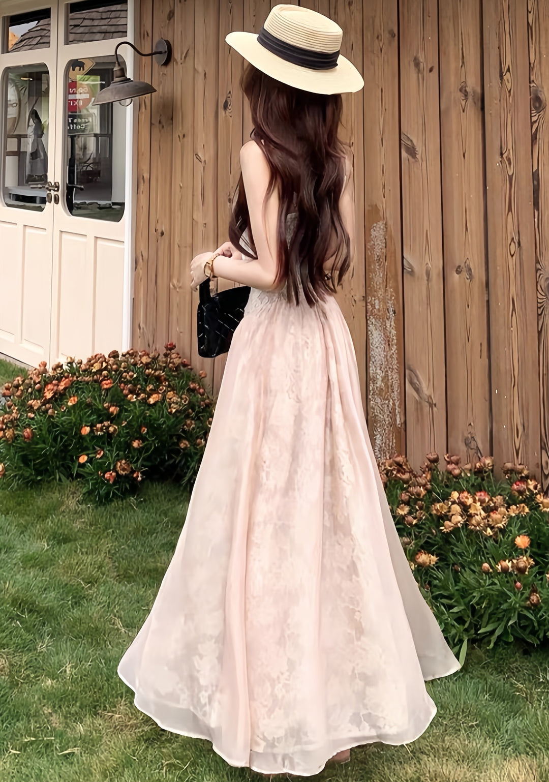 【dress】レースロングワンピース　K0606