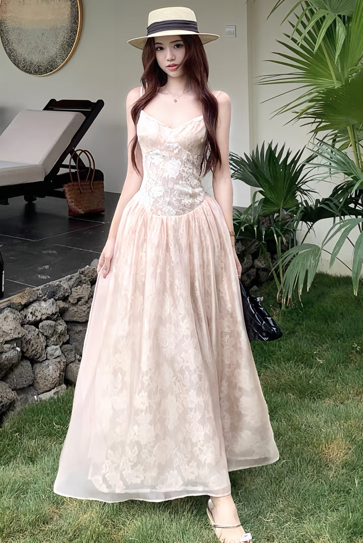【dress】レースロングワンピース　K0606
