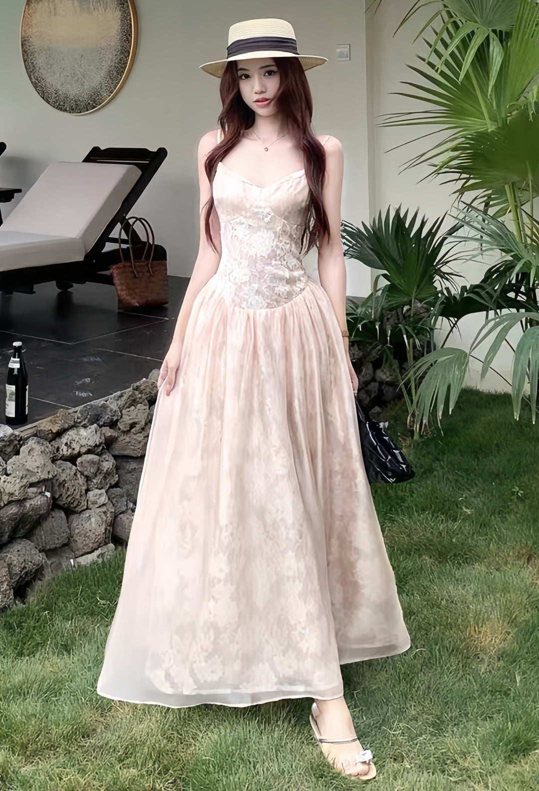【dress】レースロングワンピース　K0606